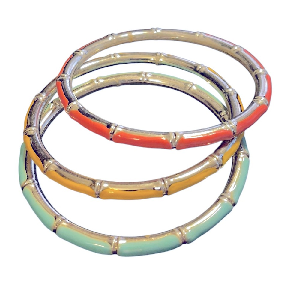 ✨ Vintage Bamboo-Style Plastic Bangle Bracelets in Pastel Colors - Set of 3 ✨